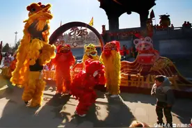 吉祥中国年 | 小朋友与群狮互动图片