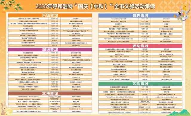 一天10个都玩不完！呼和浩特国庆中秋活动清单，拯救你的选择困难症