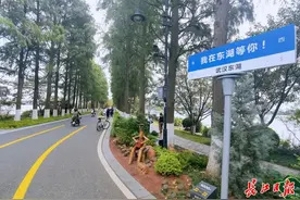 东湖绿道一处“热门”标识牌中文东西向，英文缩写竟是南北向图片