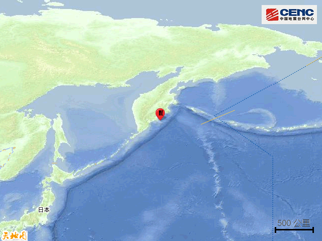 堪察加东岸附近海域发生7.8级地震
