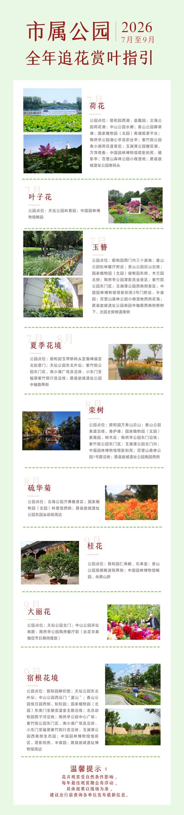 市属公园首发《2026全年追花赏叶指引》