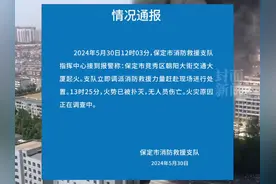 河北保定一大楼发生火灾，消防队:火势已扑灭，无人员伤亡，火灾原因还在调查中图片