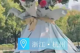 杭州参天大树被包装成巨型花束 网友：又被杭州浪漫到了图片