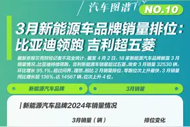 汽车图谱⑩｜3月新能源车品牌销量排位：比亚迪领跑 吉利超五菱图片
