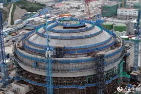 粤港澳大湾区首台“华龙一号”核电机组主体结构完工图片
