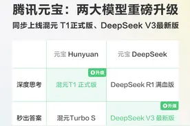 腾讯元宝再升级：接入DeepSeek V3最新版与混元T1正式版图片