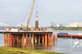 蚌埠延安路淮河大桥主桥北岸桩基完成施工图片