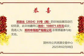 郑州春节后土地巿场“第一拍”，溢价87.5 %成交图片