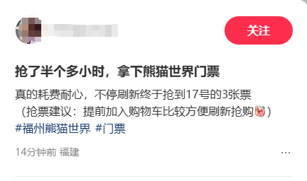 周末开园！抢到福州熊猫世界门票的幸运儿已出现