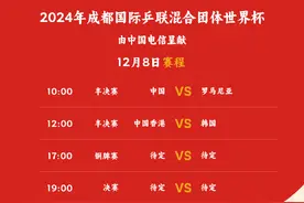 国际乒联混团世界杯迎来收官日 赛程公布图片