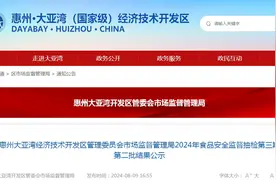 广东省惠州大亚湾经济技术开发区管理委员会市场监督管理局2024年食品安全监督抽检第三期第二批结果公示图片
