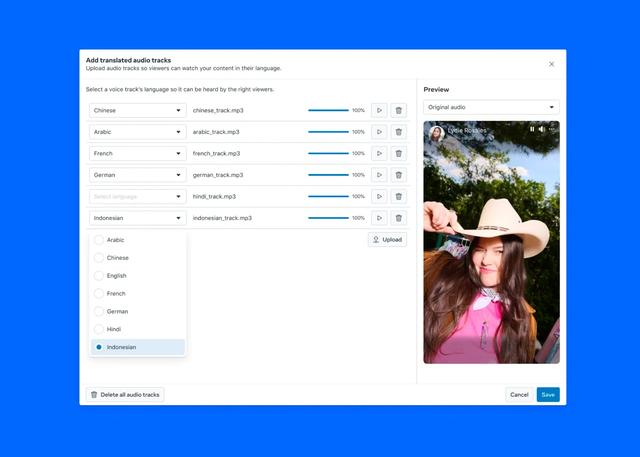 Meta向全球创作者推出AI语音翻译服务 首先支持英语和西班牙语