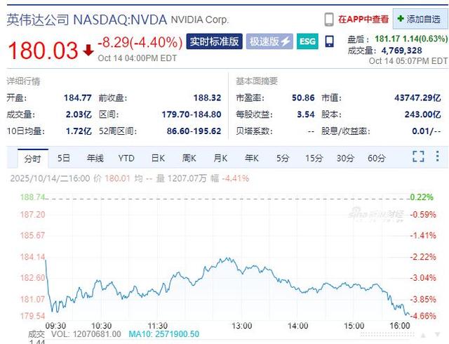 英伟达市值一夜蒸发超1.4万亿元