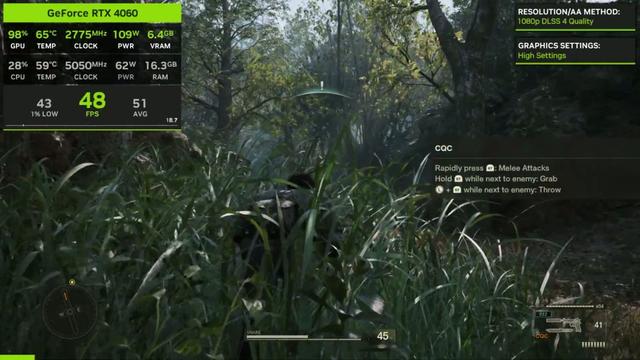 《合金装备3：重制版》RTX 4060测试 带不动1080P最高画质