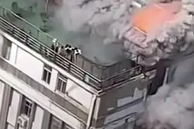 直击广州处置人民南路火灾现场：周边部分路段仍在交通管制图片