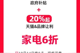 政府发补贴天猫双11再追加60亿，今晚8点家电6折现货开卖图片