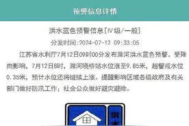 今明两天有强降雨 江苏发布滁河洪水蓝色预警图片
