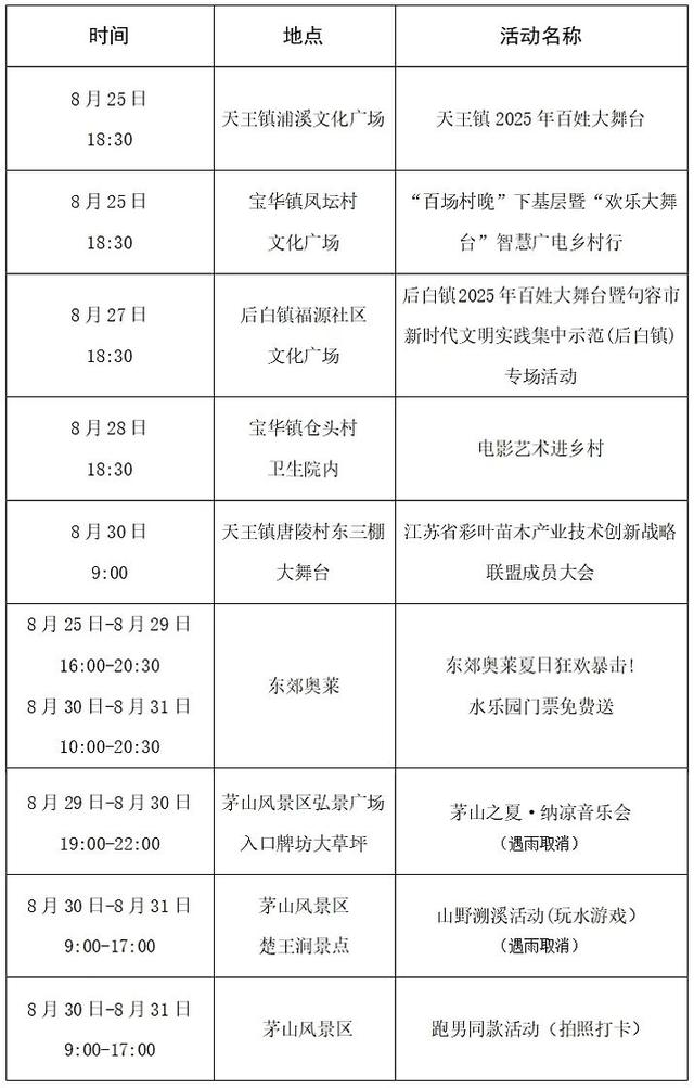 未来一周句容文旅活动安排来了