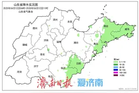 12日日6时-11时，山东5市下雨，临沂莒南下得最大图片