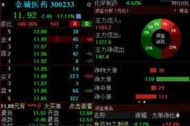 实控人因涉嫌操纵证券市场被立案，金城医药低开低走跌超17%图片