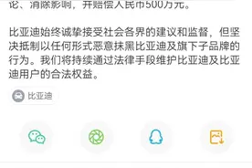 比亚迪对“徐里里Xll”提起诉讼：要求删除侵权言论，赔偿人民币500万元图片