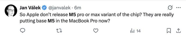 库克在抖音卖iPhone，M5芯片却偷偷上MacBook Pro，网友：没有Pro/Max，你咋敢？
