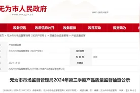 安徽省无为市市场监督管理局公示2024年第三季度产品质量监督抽查信息图片