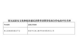 公示！第九届泰安文化和旅游惠民消费季消费券发放合作电商平台确定图片