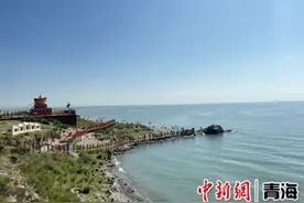 盛夏青海湖北岸水丰草茂 游人驻留一览秀美湖景图片