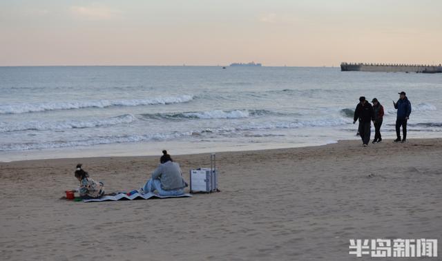 海边观夕阳