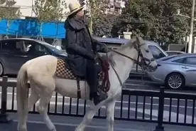 男子骑白马进上海闹市，在静安寺被拦停！警方：已行政处罚图片