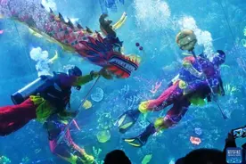 青岛极地：水下舞龙贺新春 探寻海洋中国年图片