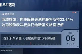 西域旅游：控股股东天池控股将所持23.64%公司股份表决权委托给新疆文旅投行使视频封面