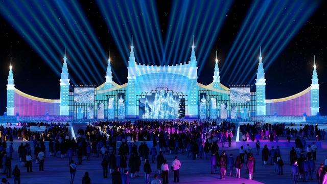 哈尔滨冰雪大世界“梦想大舞台”开始冰建施工