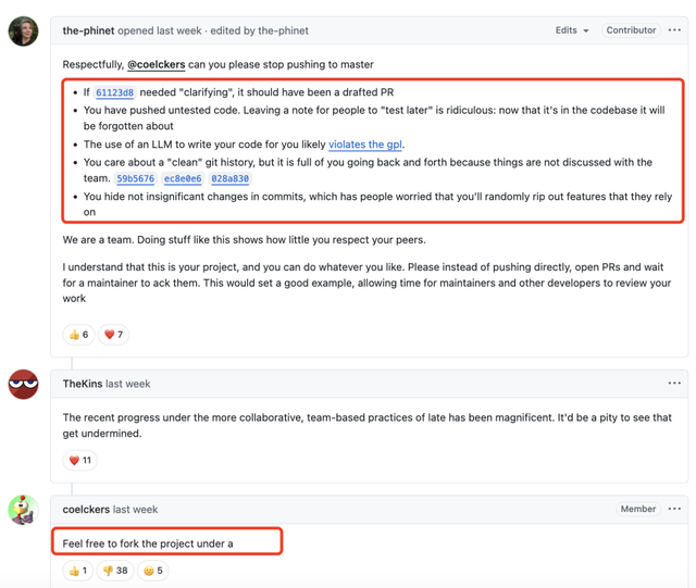 老牌开源项目硬塞AI代码，核心贡献者“暴走”分叉、怒怼创始人：“祝你玩得开心，一个人慢慢敲代码吧！”