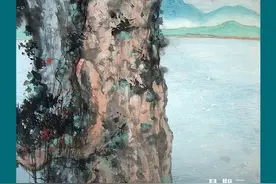 碧海苍松：设色斑斓绚丽图片