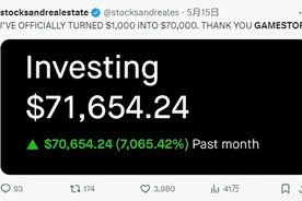 1000美元两天“变”7.2万美元！美股“散户之王”一条推文致meme股暴涨，业内预警：不要把投机和投资混为一谈图片