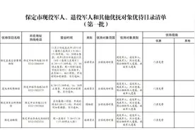 保定市现役军人、退役军人和其他优抚对象优待目录清单（第一批）图片