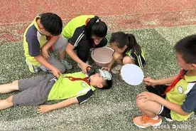 高温防中暑，演练保平安——广平镇焦集小学开展防中暑应急演练图片