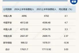 五大上市险企上半年总揽保费1.76万亿元 同比增长3.03%图片
