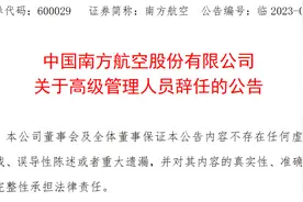 中国南方航空股份有限公司运行总监朱海龙辞任图片