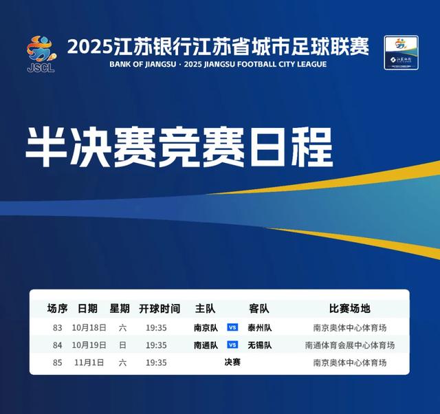 苏超半决赛10月18日在南京开打