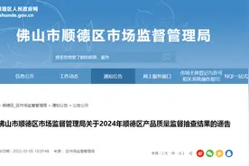 广东省佛山市顺德区市场监督管理局发布2024年顺德区产品质量监督抽查结果图片