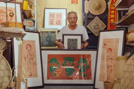 扫一扫湖州能人用竹子编的二维码 能参与亚运线上火炬传递图片