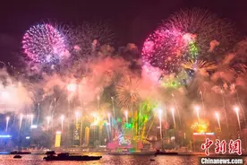 特写：火树银花不夜天 闪耀维港迎新年图片