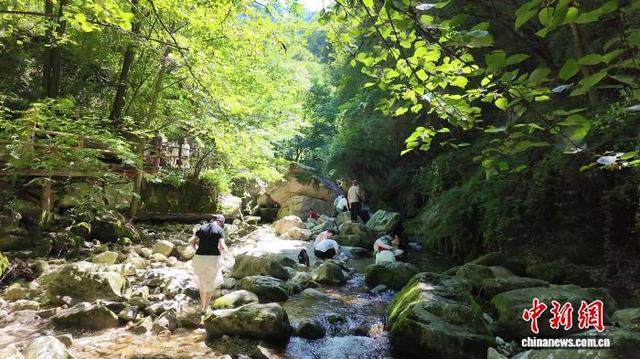 秦岭“飞瀑”壮观迷人 游人入山享清凉