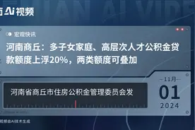 河南商丘：多子女家庭、高层次人才公积金贷款额度上浮20%，两类额度可叠加视频封面
