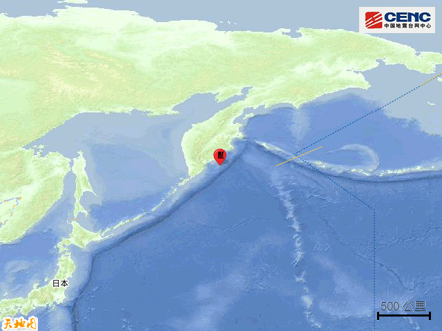 堪察加东岸远海发生5.7级地震