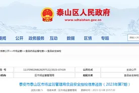 山东省泰安市泰山区市场监督管理局食品安全抽检信息通告（2023年第7期）图片