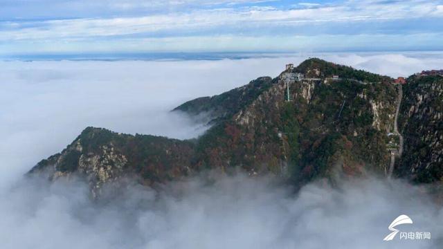 组图丨守得云开见日升 雨后泰山美出天际